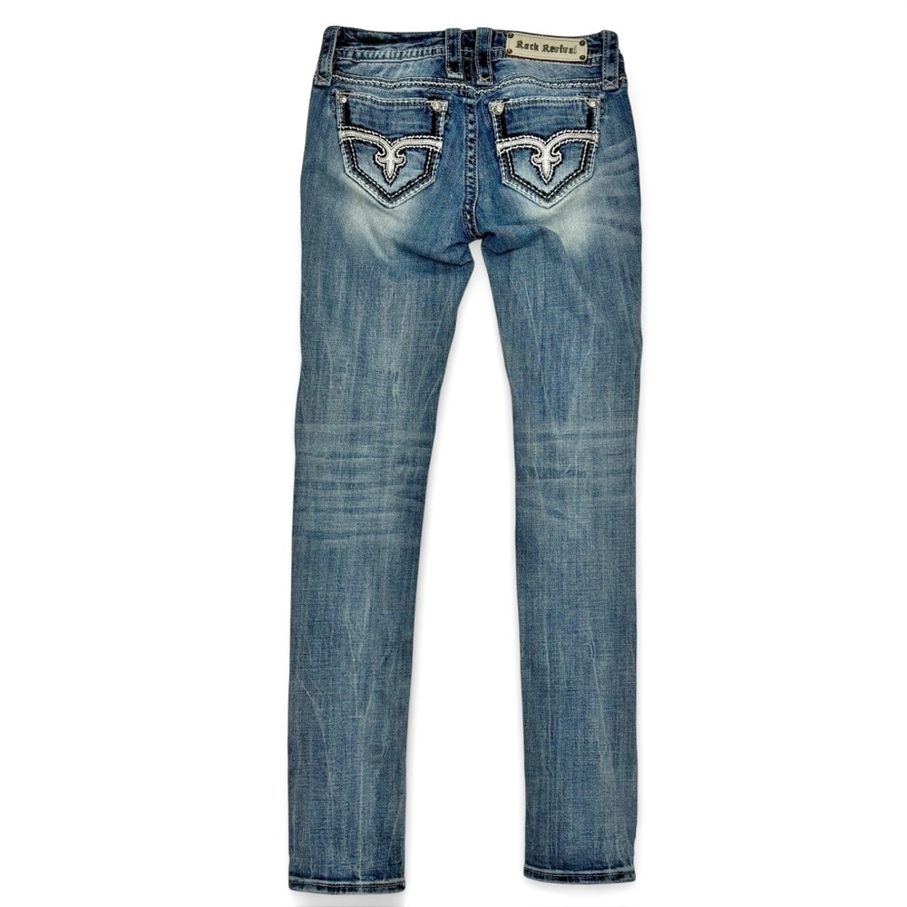 Rock Revival Blair Skinny Jeans 26 Heavy Stitch Flap Pocket 30 Inseam - Picture 4 of 15